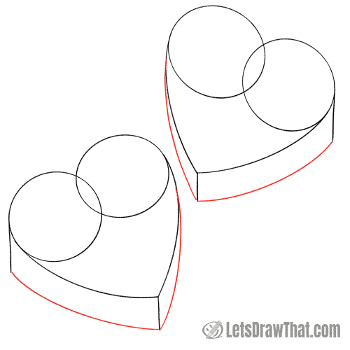 Drawing step: Draw the lower edges of the candy heart
