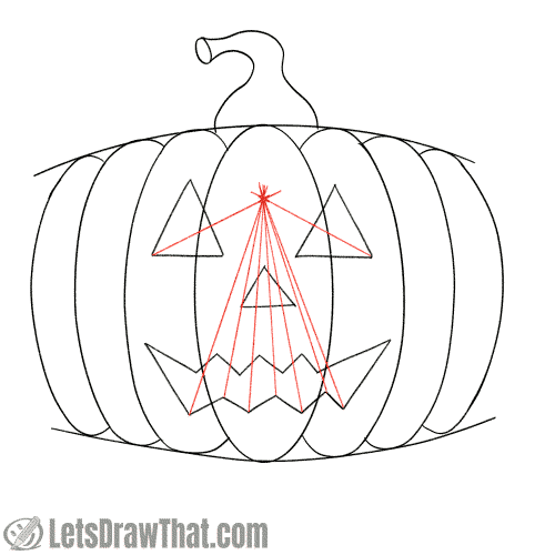 Drawing step: One-point perspective for the eyes and mouth