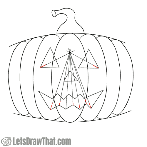 Drawing step: Draw the eye and mouth side lines