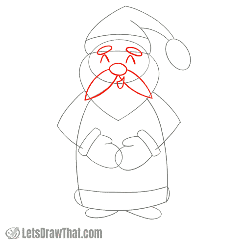 Drawing step: Draw Santa's face