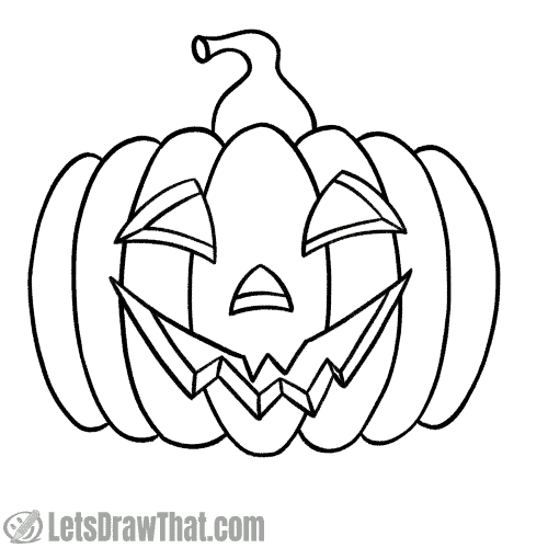 Drawing pumpkin faces: happy pumpkin face outline drawing