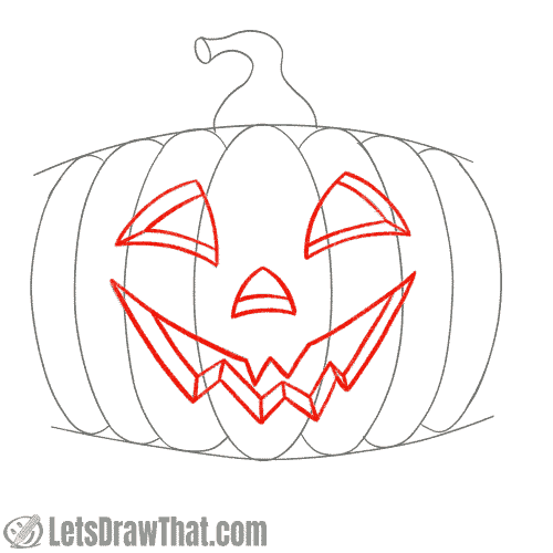 Drawing step: Outline the pumpkin face