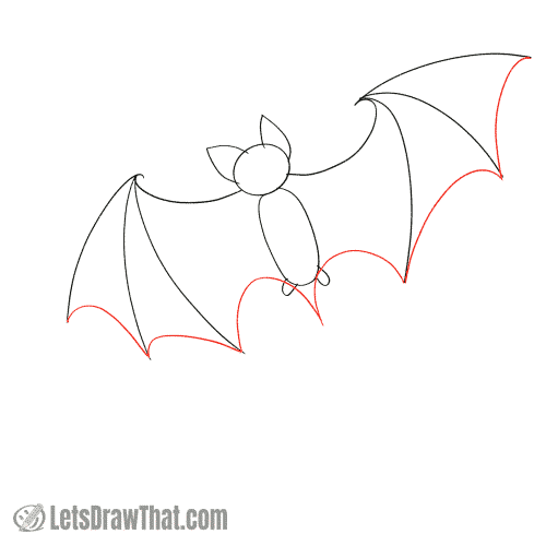 Drawing step: Draw the bat's wing membrane