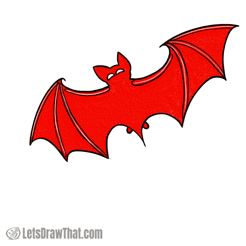 Drawing step: Colour the bat silhouette in black