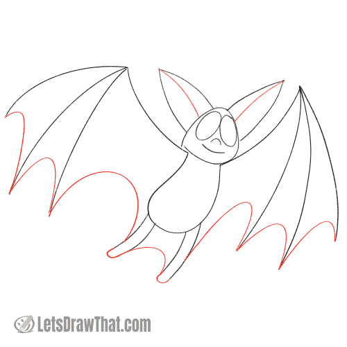 Drawing step: Draw the bat wing membrane