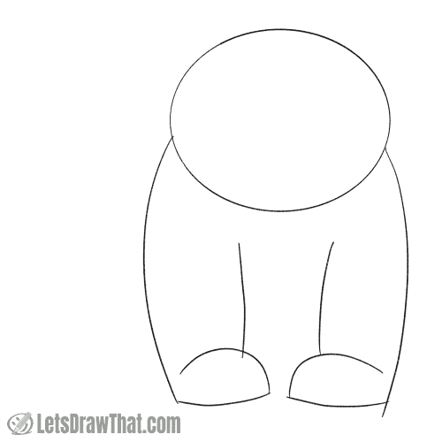 Drawing step: Sketch the bear's head and front legs