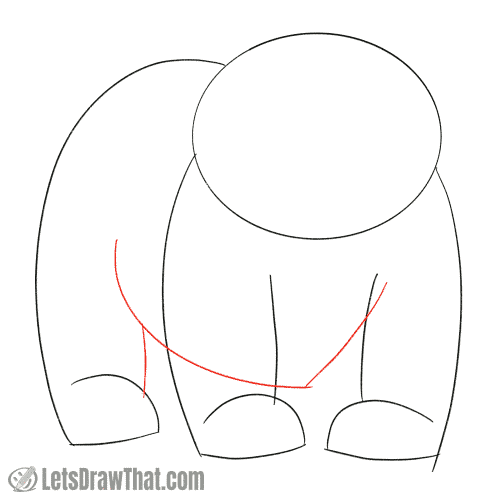 Drawing step: Sketch the bear's chest