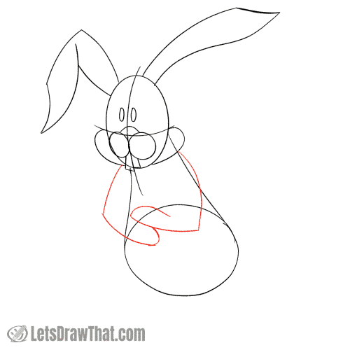 Drawing step: Sketch the bunny's arms