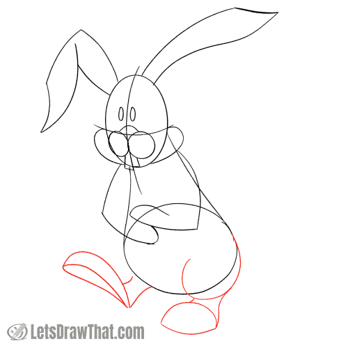 Drawing step: Sketch the bunny's legs