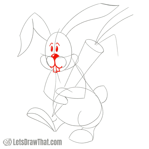 Drawing step: Draw the bunny's face