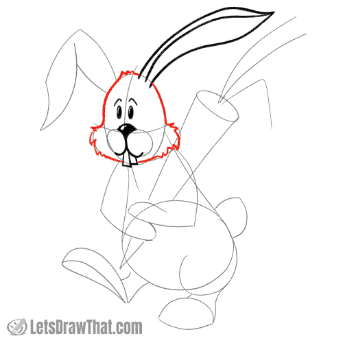 Drawing step: Draw the bunny's head
