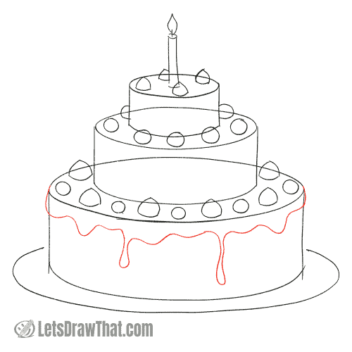 Drawing step: Draw the dripping icing on the base layer