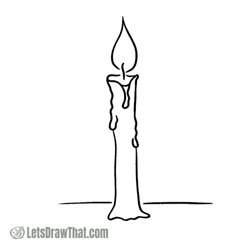 How to draw a candle: finished outline drawing