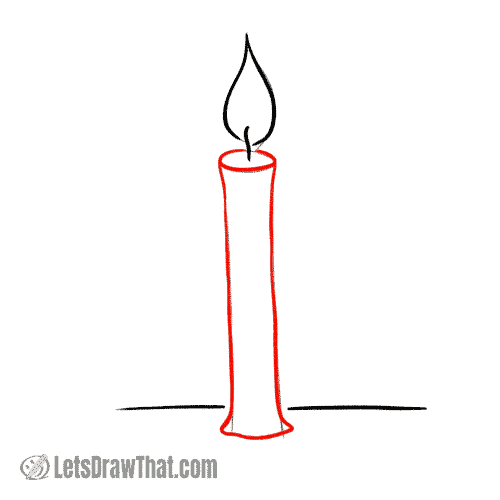 Drawing step: Draw the wax candle body