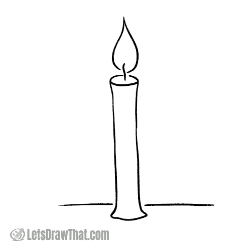 Drawing step: Finished simple candle drawing