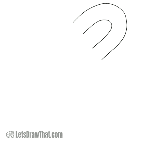 Drawing step: Draw the cuved candy cane top
