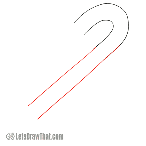 Drawing step: Extend the candy stick side