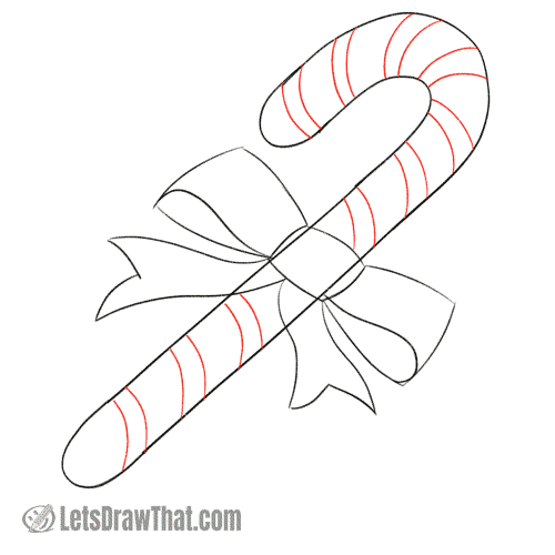 Drawing step: Draw the candy cane stripes