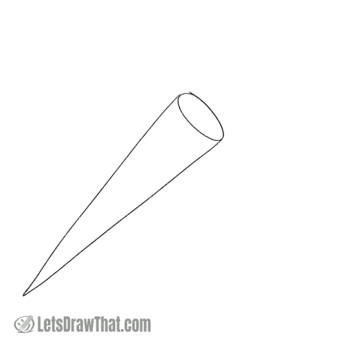Drawing step: Sketch the base carrot shape