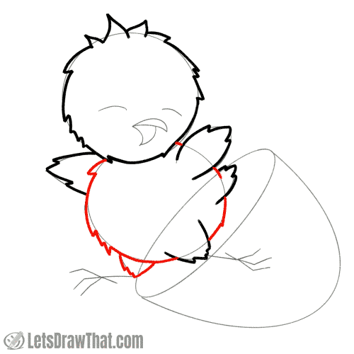 Drawing step: Draw the chick's round body