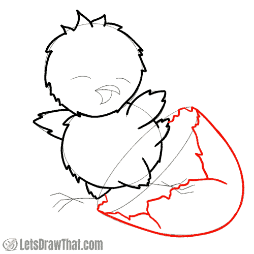 Drawing step: Draw the cracked eggshell
