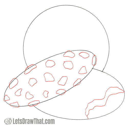 Drawing step: Draw the bite and first choc chips