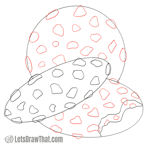 Drawing step: Draw the choc chips on the other the cookies