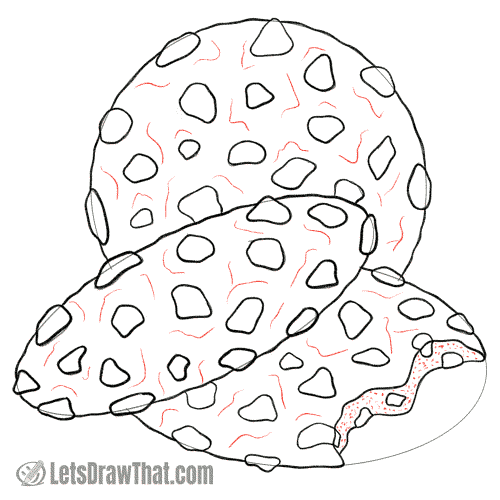 Drawing step: Add the cracks and texture to the cookie dough