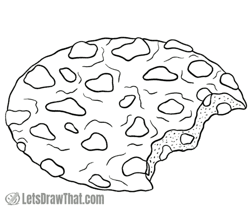 How to draw a cookie from the side view: finished outline drawing