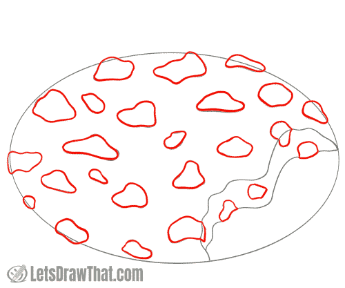 Drawing step: Draw the choc chips on the cookie