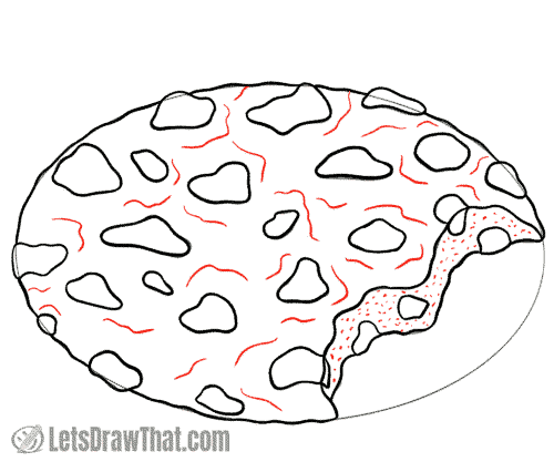 Drawing step: Add the cracks and texture to the cookie dough