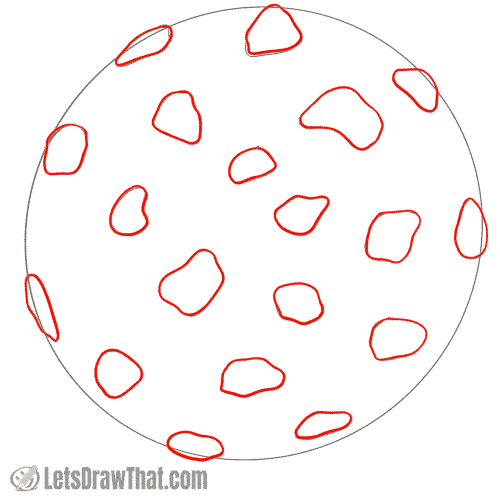 Drawing step: Draw the chocolate bits on the cookie