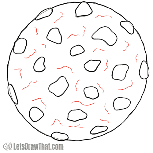 Drawing step: Add some cracks to your cookie