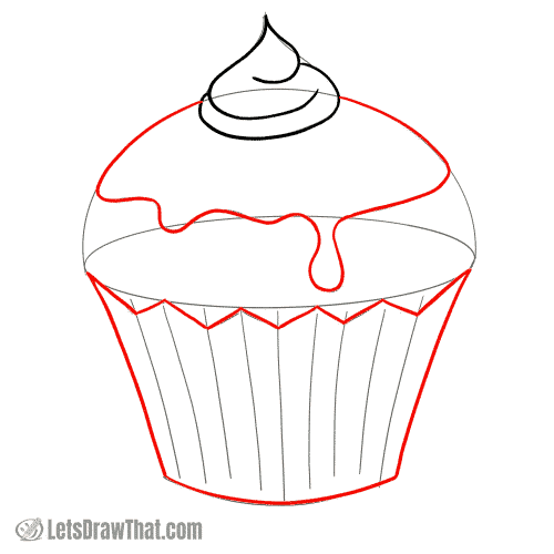 Drawing step: Draw the topping and cup
