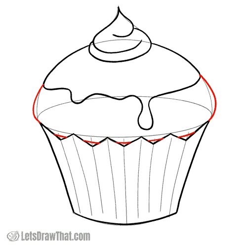 Drawing step: Draw the muffin in the cup