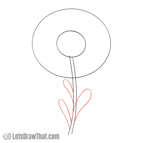 Drawing step: Sketch the leaves
