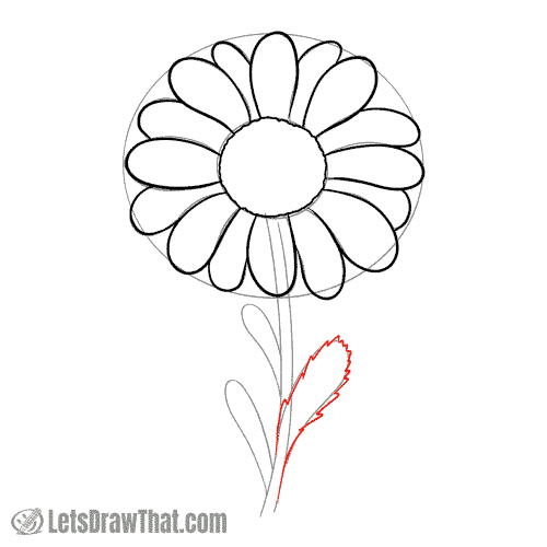 Drawing step: Draw the first leaf