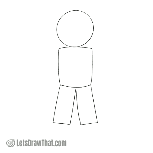 Drawing step: Sketch the farmer's basic body shape