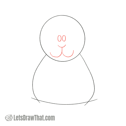 Drawing step: Sketch the hamster's face