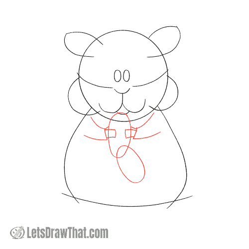 Drawing step: Sketch the hamster's arms and hands