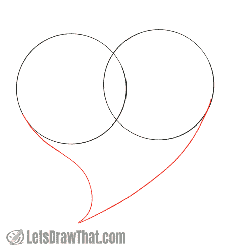 Drawing step: Draw the heart tip side lines