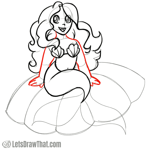 Drawing step: Draw the arms and neck