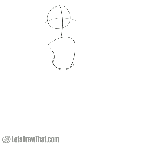 Drawing step: Sketch the base head and body shapes
