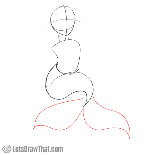 Drawing step: Sketch the tail fins
