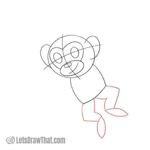Drawing step: Sketch the legs and feet