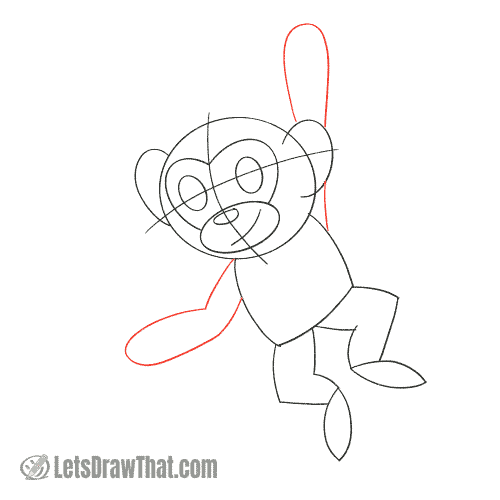 Drawing step: Sketch the monkey’s arms