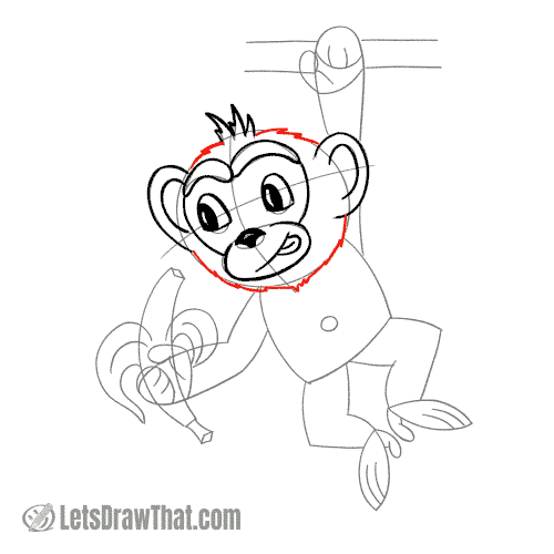 Drawing step: Draw the monkey’s head