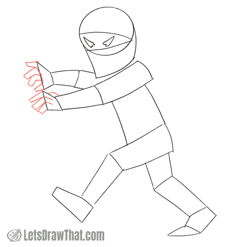 Drawing step: Draw the mummy's fingers