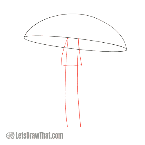 Drawing step: Draw the stem and ring