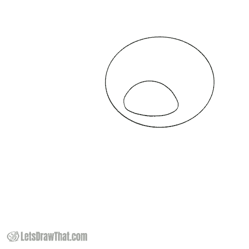 Drawing step: Sketch two ovals for the pig’s head and snout